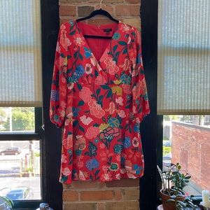 J. Crew Floral Red Dress, Size 4